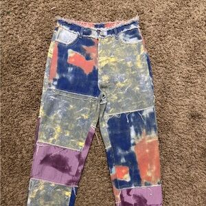 SHEIN Multicolor Patchwork Straight Leg Jeans